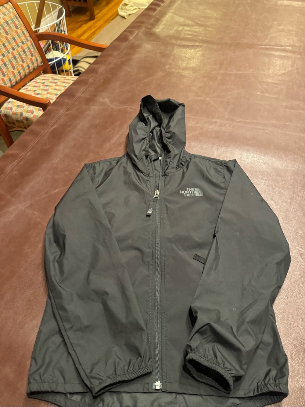 The North Face Black Hooded Raincoat - Lightweight Shell size 10/12 boys